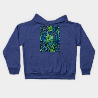 Watercolor floral doodles dark background Kids Hoodie